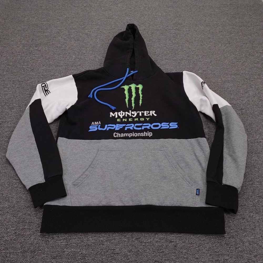 Monster Energy Supercross Sweatshirt Mens Small Black AMA SX Motocross Hoodie